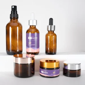 Empty Cosmetic 1oz Glass Oil Dropper Bottle and Cream Jar Skincare Packaging Set