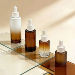 Empty Custom Color Glass Dropper Bottle with Dropper, Amber Pink Frosted, 15ml 20ml 25ml 30ml 50ml