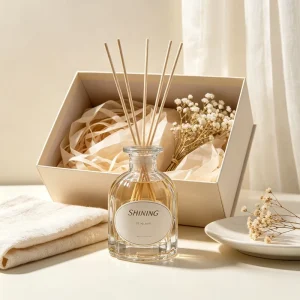 Empty Custom Logo Clear Glass Cylinder Reed Diffuser Bottle with Stopper Luxury Home Fragrance Empty Vessel and Gift Box