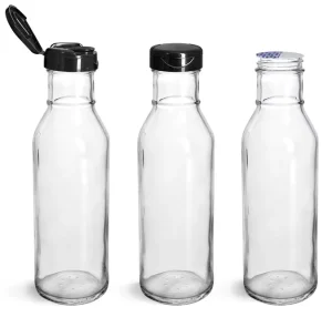 Empty Cylinder 12oz 300ml Drinking Chili Tomato Hot Sauce Glass Bottle for Juice With Flip Top Lid