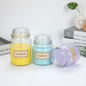 Empty Cylinder Glass Candle Jars with Lid for Home Decoration and Christmas