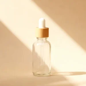 Empty Essential Oil Glass Dropper Bottle with Bamboo Lid