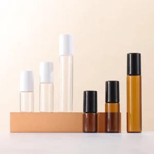 Empty Essential Oil Roller Sample Bottles 3ml 5ml 10ml Mini Amber Perfume Clear Glass Tubes with Caps