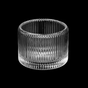 Empty Fine Lines Candle Container Clear Glass Candle Jar