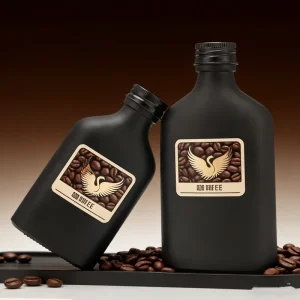Empty Flat Black Glass Beverage Bottle with Screw Cap for Juice Vodka Tea Coffee and Cold Brew 50ml 100ml 250ml