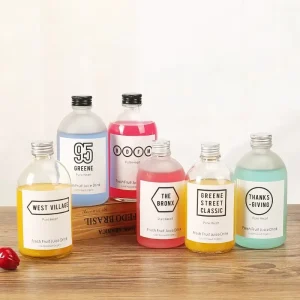 Empty Frosted Clear 150ml 270ml 350ml 500ml Round Glass Beverage Bottles with Aluminum Caps
