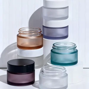 Empty Frosted Glass Cosmetic Jars 5-100g for Facial Cream