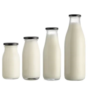 Empty Glass Beverage Bottles for Milk and Juice, 200ml 250ml 500ml 1 Liter
