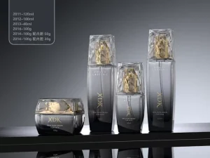 Empty Glass Cosmetic Packaging Set for Skincare Lotion Bottles and Cream Jars