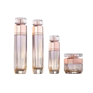 Empty Glass Cosmetic Packaging Set with 50g Jar, Lids, and Body Lotion Bottle