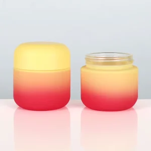 Empty Glass Face Cream Cosmetic Jar Set 50g 1oz 60ml 90ml Transparent with Lids Glossy Matte