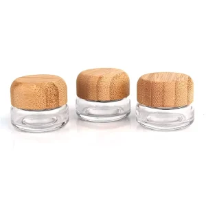 Empty Glass Face Cream Jar with Wooden Lid 20g