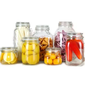 Empty Glass Glass Jar Food with Lid (1 Liter) Airtight Glass Storage Container for Food