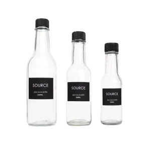 Empty Glass Hot Sauce Bottle 3oz 5oz 8oz with Plastic Lid Round Tomato Sauce Chilli Bottle
