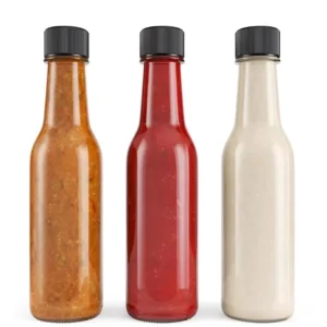 Empty Glass Woozy Bottles 90ml 150ml 250ml Salad Barbecue Hot Chili Sauce Bottle with Reducer Orifice