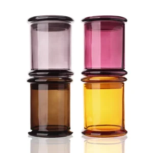 Empty Grey Amber Glass Candle Jar with Spout and Lid Heat Resistant Customizable Colors Sizes Craft Use