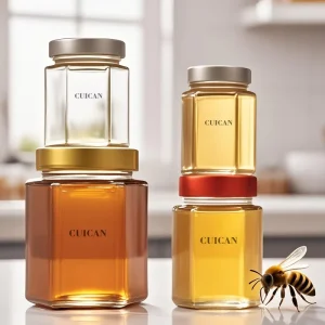 Empty Hexagonal Glass Honey Jar 50ml to 730ml with Metal Lid for Jam and Jelly Storage