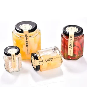 Empty Hexagonal Glass Honey Jar in Various Sizes