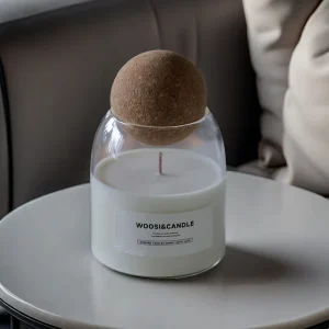 Empty High Borosilicate Glass Candle Jar with Cork Lid