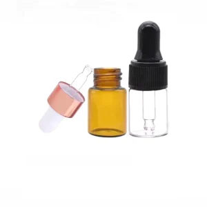 Empty Mini 1ml 2ml 3ml 5ml Glass Sample Bottles Transparent Amber Glass Dropper Perfume Bottle for Essential Oil Serum