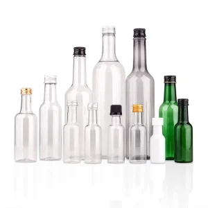Empty PET Liquor Bottle, Mini or Large Capacity, Screen Printing, Tamper-Evident Cap, For Rum, Vodka, and Spirits