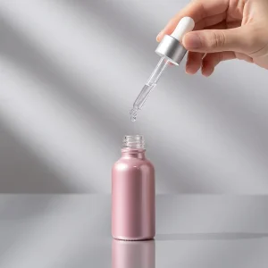 Empty Pink Electroplated Glass Dropper Bottle with Custom Packaging for Essential Oil Cosmetic Serum