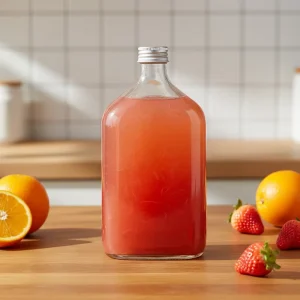 Empty Recyclable Glass Bottle for Milk, Juice, and Beverages with Screw Cap