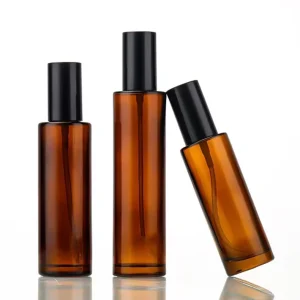 Empty Refillable Amber Glass Cosmetic Lotion Pump and Travel Perfume Spray Bottle for Skin Care
