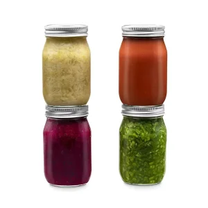 Empty Regular Wide-Mouth Glass Mason Jars, 8 oz 16 oz 32 oz, with Metal Lids