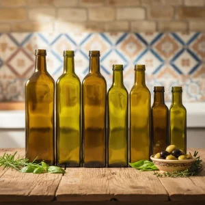 Empty Reusable Glass Cooking Oil Dispenser Bottle with Anti-Dust Cap