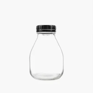 Empty Round 15 oz Smooth Glass Drinking Bottle for Beverage and Milk with Tamper-Proof Caps
