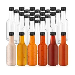 Empty Round 3oz 5oz 8oz 150ml 250ml Hot Sauce Chili Glass Bottle for Salad Dressing Tomato Sauce Ketchup With Screw Lid
