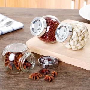 Empty Round Clear Glass Canning Jar with Lid for Honey, Jam and Food Storage
