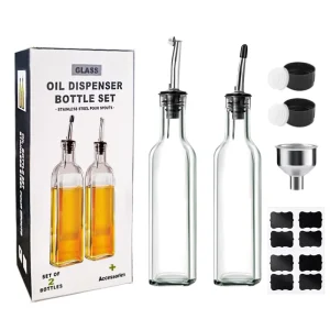 Food Grade Glass Olive Oil Bottle Dispenser with Storage Jar