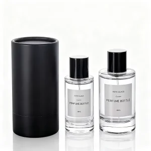 Empty Round Transparent Glass Perfume Bottle 50ml 100ml with Box