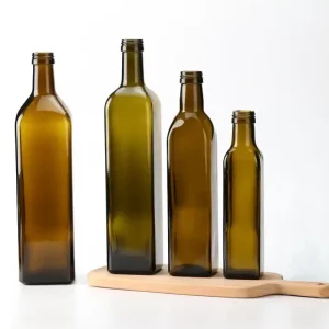 Empty Screen Printed Leak proof Square Dark Green Marasca Cooking Olive Oil Glass Bottles