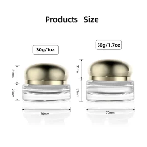 Empty Skincare Glass Cream Jar Round 30g 50g Custom Clear Glass Cosmetic Jar With Lid