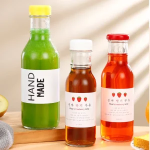 Empty Slim Round Sauce Glass Bottle Vinegar Ketchup Chili Hot Sauce with 38mm Caps 8oz 12oz 16oz
