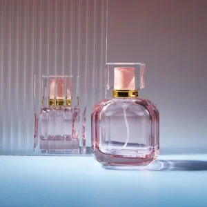 Empty Slim Square Pink Glass Perfume Bottle 30m 50ml 100l