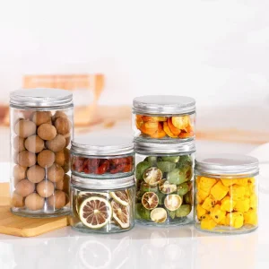 Empty Small Glass Food Storage Jars with Lids 150ml 200ml 300ml 380ml 500ml 730ml Jam Glass Honey Pickle Jar
