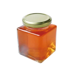 Empty Square Glass Honey and Pickle Jar with Metal Lid for Chili Sauce, Jam and Jelly, 180ml 280ml