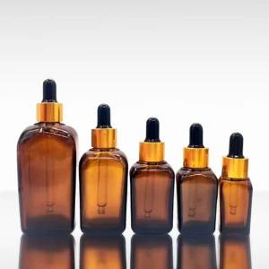 Empty Square Thick Matte Amber Black Cosmetic Glass Dropper Bottles, 10 ml 20 ml 30 ml 50 ml 100 ml, for Hair Oil