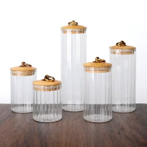 Empty Transparent Glass Container for Packaging Cookies Tea Coffee Spices