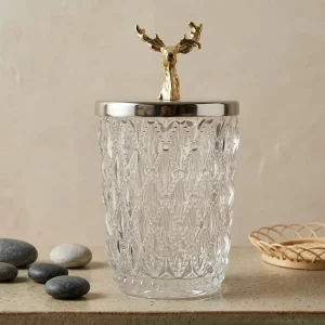 Empty Transparent Glass Food Storage Container for Kitchen Use