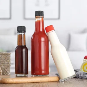 Empty Transparent Glass Sauce Bottle 5oz 150ml for Cheese, Salad Dressing, Cooking Seasoning and Black Pepper Sauce