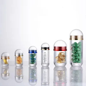 Empty Transparent PS Acrylic Plastic Medicine Pill Capsule Bottle for Pharmaceutical Tablet and Saffron Powder Packaging