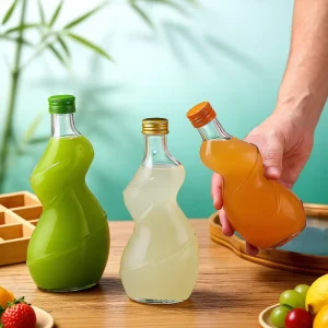 Empty Transparent Spiral Line Glass Beverage Bottle for Fruit Wine Vodka Juice and Spirits