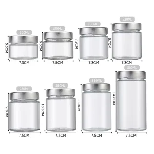 Empty Wide Mouth 106ml 212ml Deep Metal Lid Glass Food Jars for Jam Honey Spices Spreading Canning