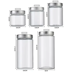 Empty Wide Mouth Food Glass Jars for Jam Honey Spices Spreading Canning