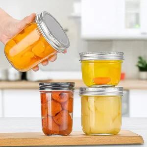 Empty Wide-Mouth Glass Mason Jars for Jam Honey Sauce with Screw Lids